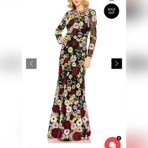 Elegant Floral Long Sleeve Gown